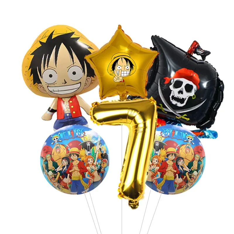 Jungen Anime Geburtstags-Ballonpaket One Piece Luffy Folienballon mit Konfetti Latex-Bündel für Heimparty – Detail 17