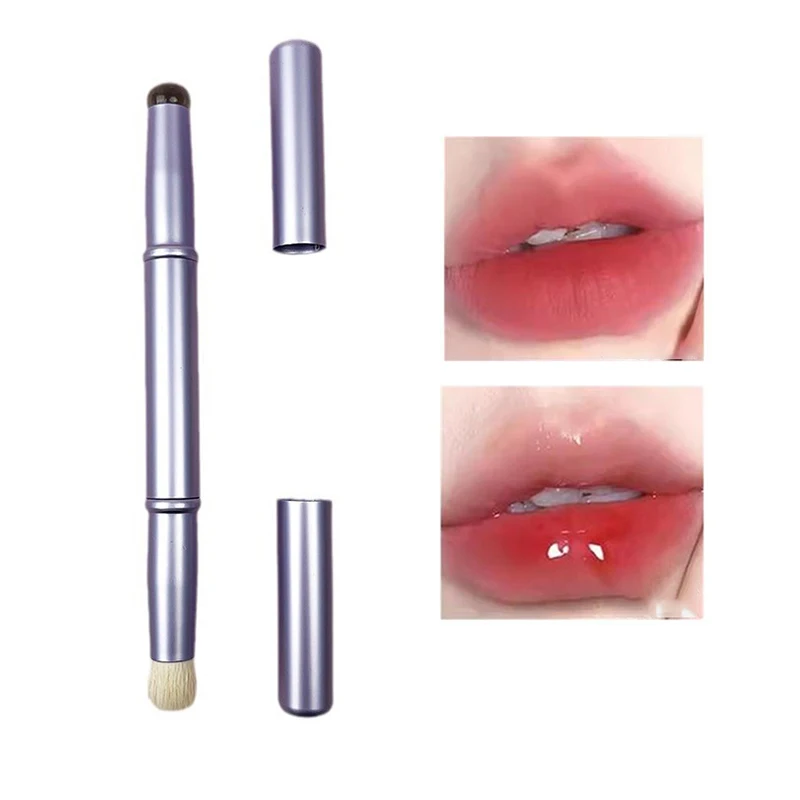 1pc Concealerborstel met deksel Dubbelzijdige ronde kopborstel Nagelborstel Zachte lip Oogschaduw Foundation Make-upborstel voor vrouwen