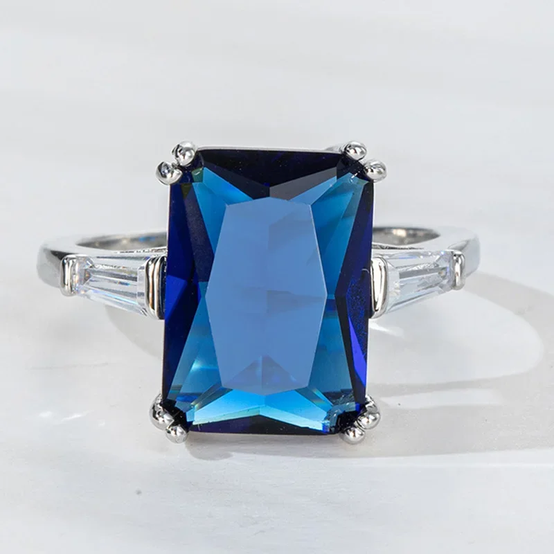 

Classic 925 Sterling Silver Women's Ring Metal Blue Zircon Engagement Rings for Men Fashion Party Wedding Fashion Jewelry