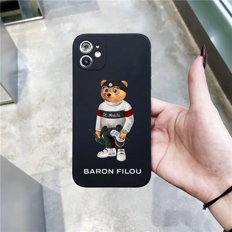 New Luxury Baron Filou Bear Cute Soft Case For Iphone 14 13 12 11 Pro Max Mini 7 8 Se Plus Xr X Xs Max Phone Cover Fundas Capa