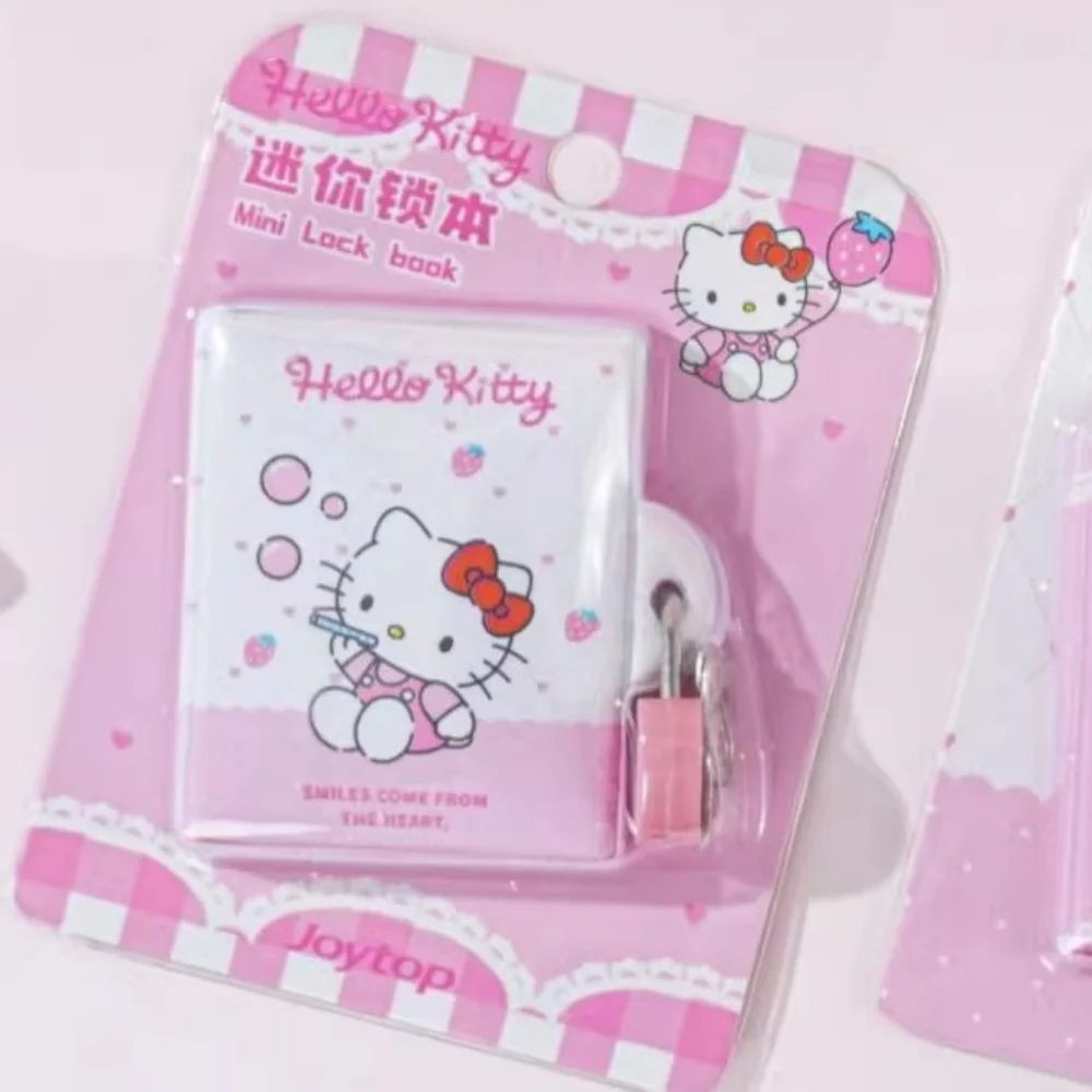 Genuine Kawaii Sanrio Hello Kitty Mini Lock Notebook Students Portable Cartoon Secret Diary Planner Girls School Stationery Gift