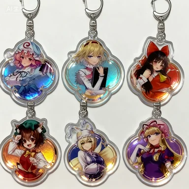 

Customizable Hot anime touhou project 6cmacrylic keychains kawaii bag pendant key chains gift
