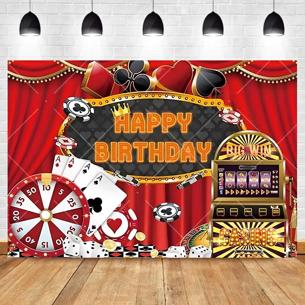 Dice Poker Cards Hearts Spades Chips Kids Aldults Gifts Birthday Party Room Banner Backdrop Custom Decor Photo Studio Background