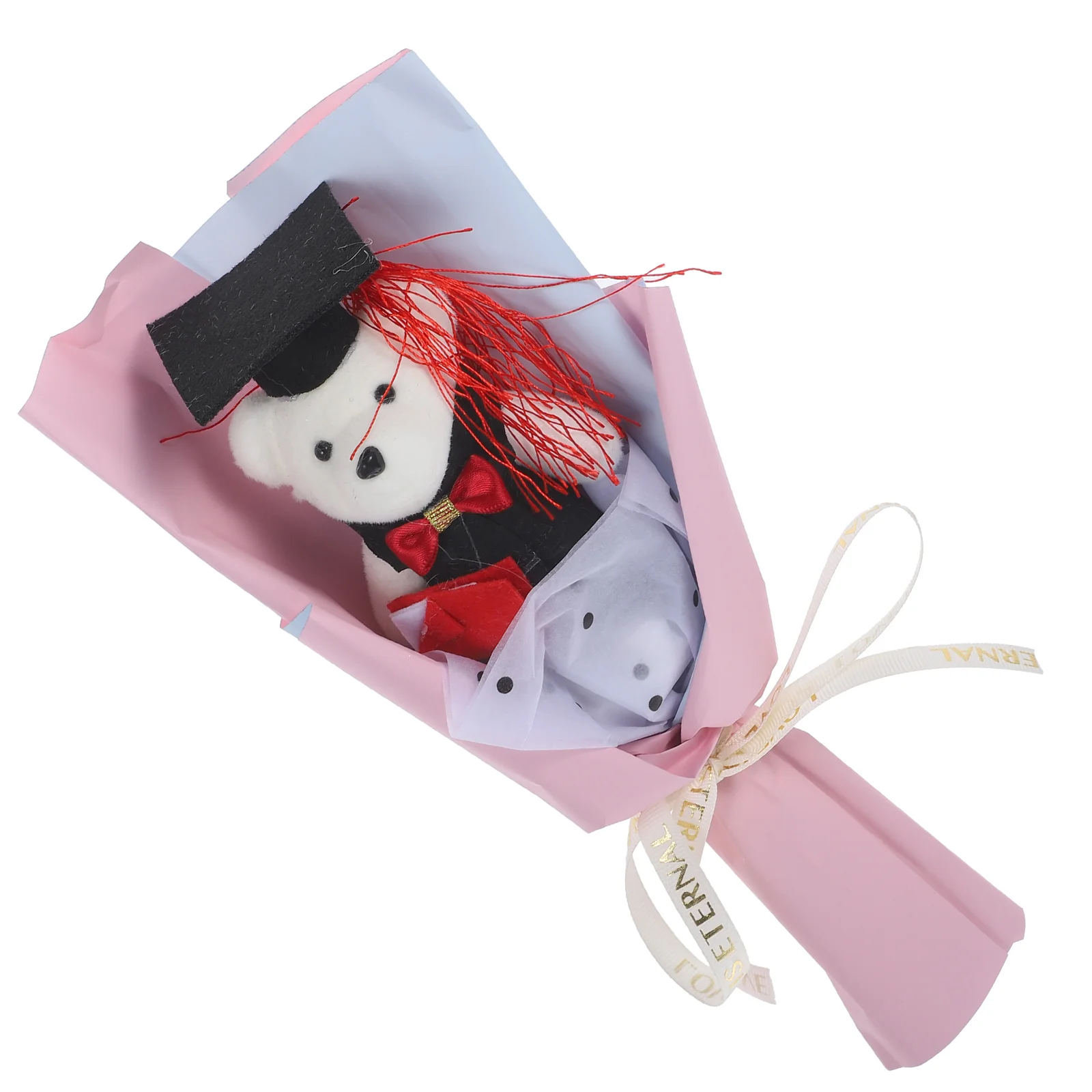 Baby Graduation Bouquet Stuffed Animals Fresh Flower Floral Arrangement Paper Plastic Bear Gift