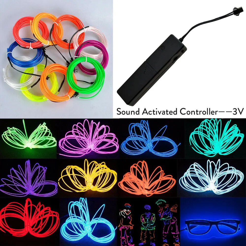 1m - 5m EL Wire LED Strip Flexible Neon 5V 3V 12V Waterproof Rope For DIY Car Party Room Clothing Home Decor Red Blue Green