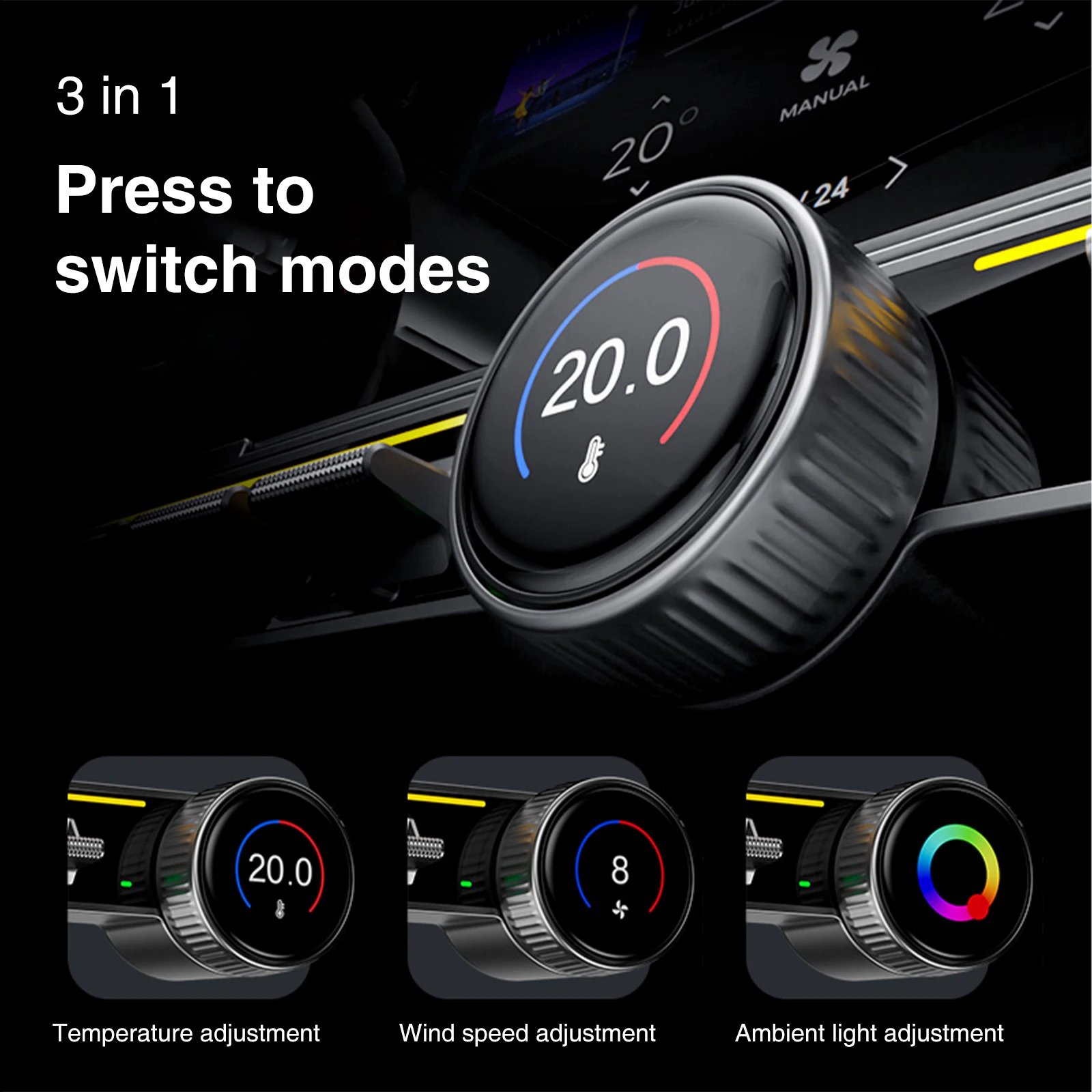 CATRONICS Tesla Physical Control Multi-function Button With Rotating LCD Display for Tesla Model 3 & Y 2016-2024 model3 Highland