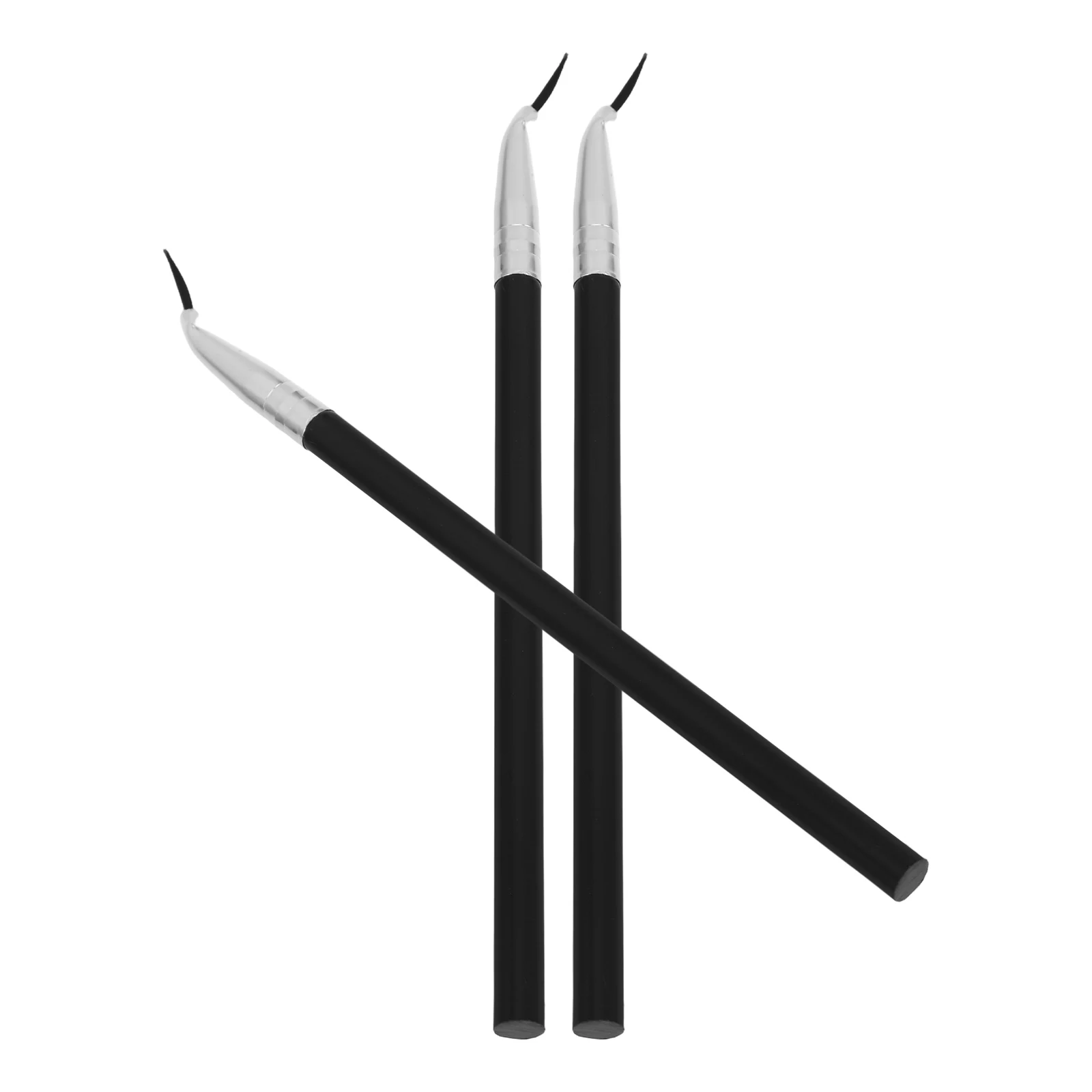 3-teiliger Make-up-Pinsel, abgewinkeltes Eyeliner-Werkzeug für scharfe Linien, langer Griff, Kontrolle, weiche, nicht ausfallende Borsten, reisefreundlich