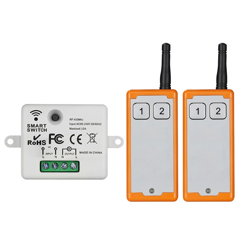 1000m 433 Mhz AC110V 220V 1CH Wireless Remote Control LED Light Switch Relay Output Radio RF Transmitter And 433 MHz Receiver