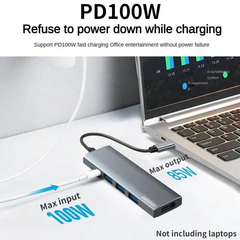 Lenovo Type-C Docking USB Spliter USB Converter HDMI Transfer Docking 4K Projection Screen Expansion PD Fast Charge USB 3.0 Dock