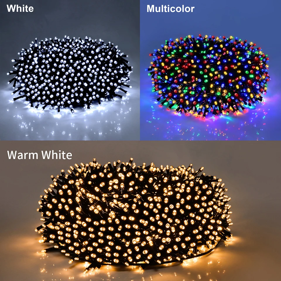 Luz LED para fiesta de Navidad, 8 modos, decoración navideña para bodas, luces de hadas, 10m, 30m, 50m, 100m, decoración
