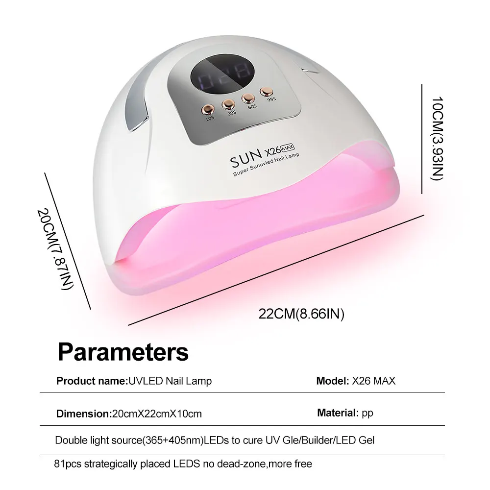 X26MAX 81LED Nail Dryer LED UV Lamp for Nails Gel Polish Dryer Light Professional Nail Art Accessories Curing Gel Toe Nails