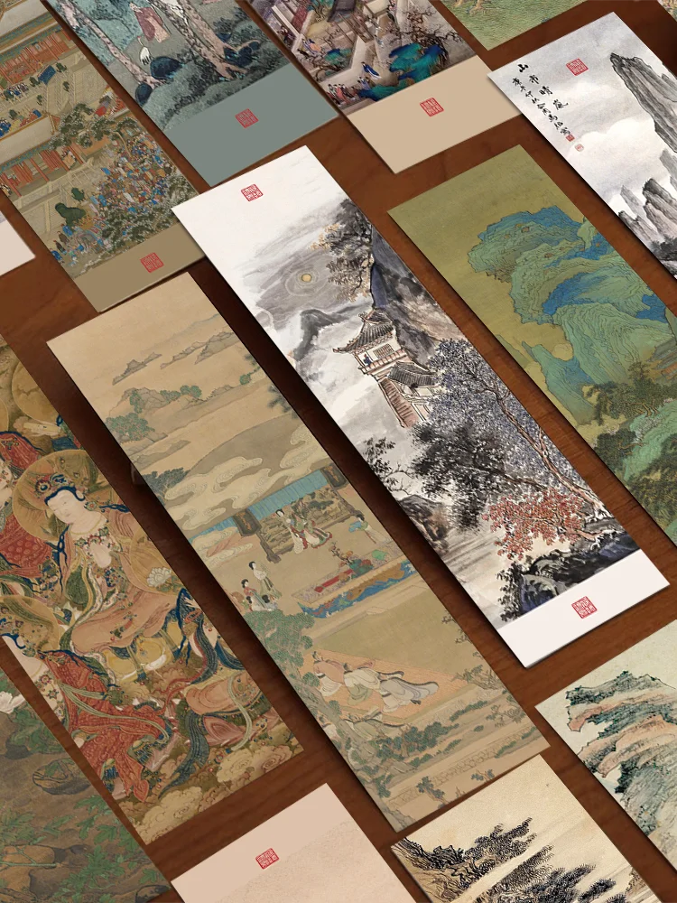 30pcs Chinese bookmark Ancient ink and landscape painting Reading page logo Diary notebook book mark card Student creative gift