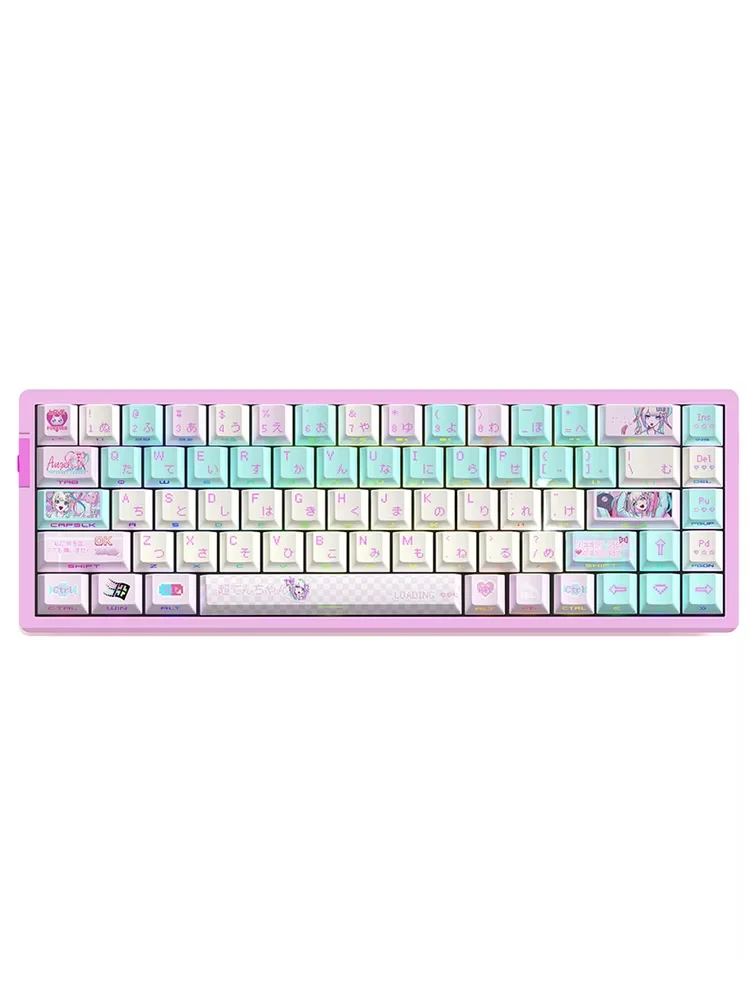 Aixlan Needy Girl Overdose Keycaps 129 Keys Pbt Dye Sublimation Thickened Nuclear Power Side Transparent Mechanical Keyboard Toy