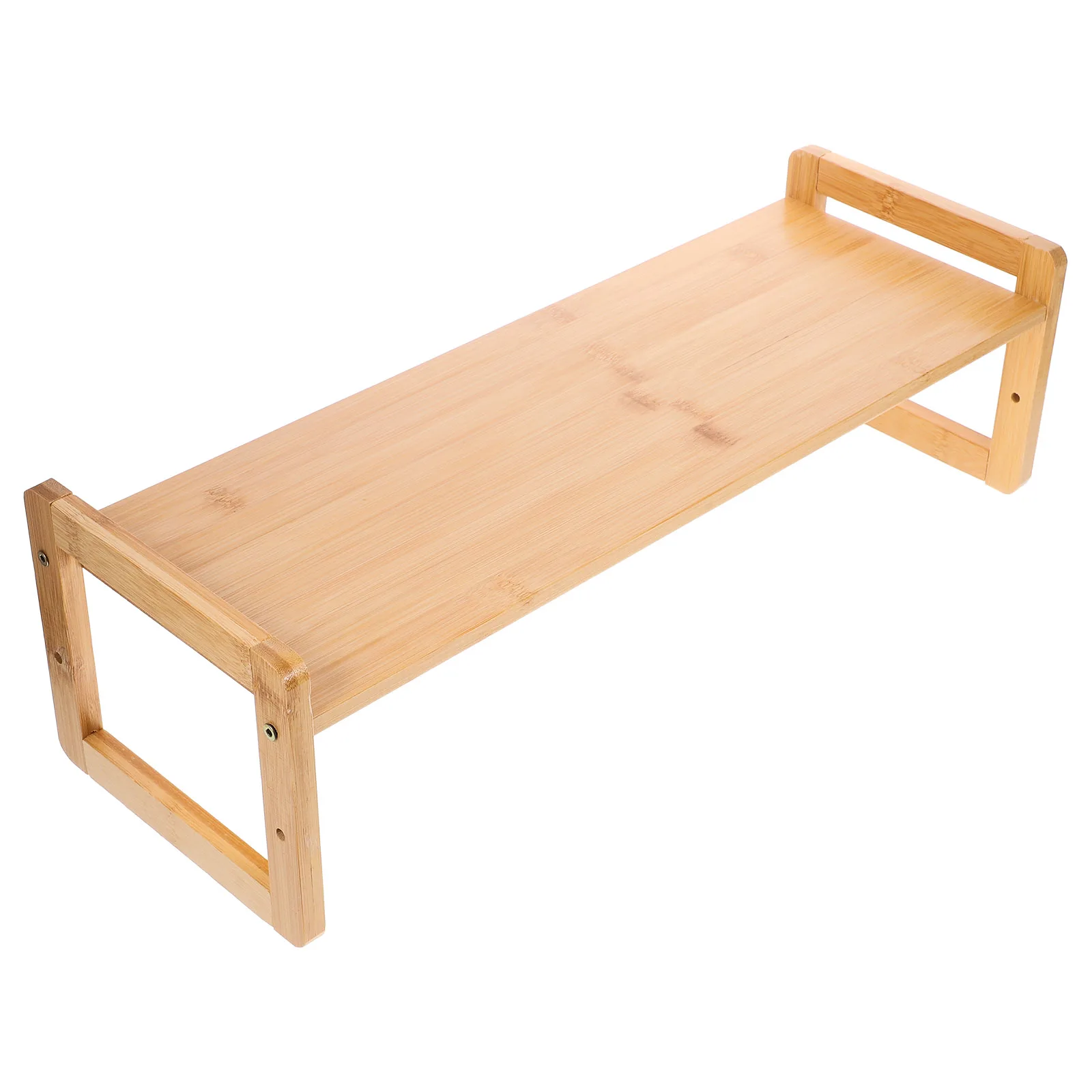 

Bamboo Storage Rack Monitor Desk Stand Laptop Stands Single Riser Computer Screen Riser Holder Display Shelf Bamboo Color