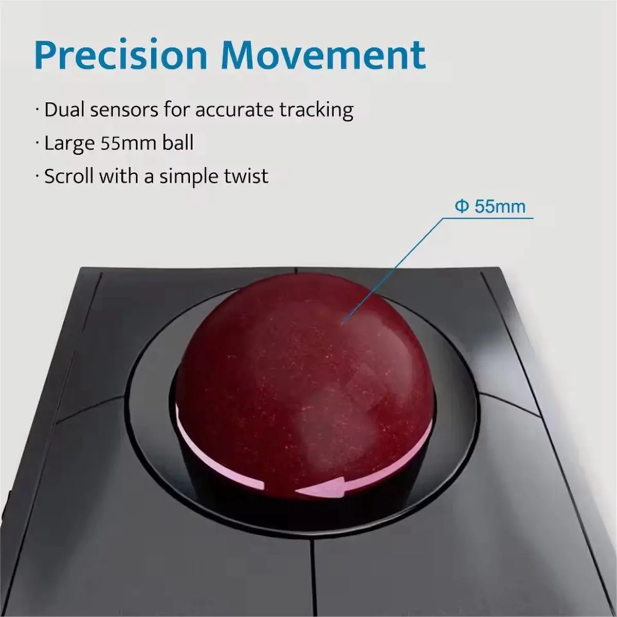 Bluetooth Wireless Trackball Mouse, Rechargeable Portable Comfortable Office Mouse Compatible with Multiple Platforms
