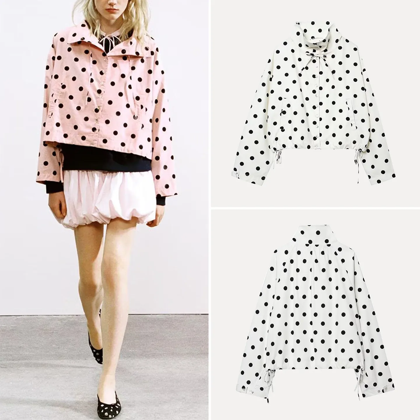 

2026 Spring Season Polka Dot Casual Versatile Women's Coat Adjustable Loose Fit Long Sleeve Button up Casual Wear