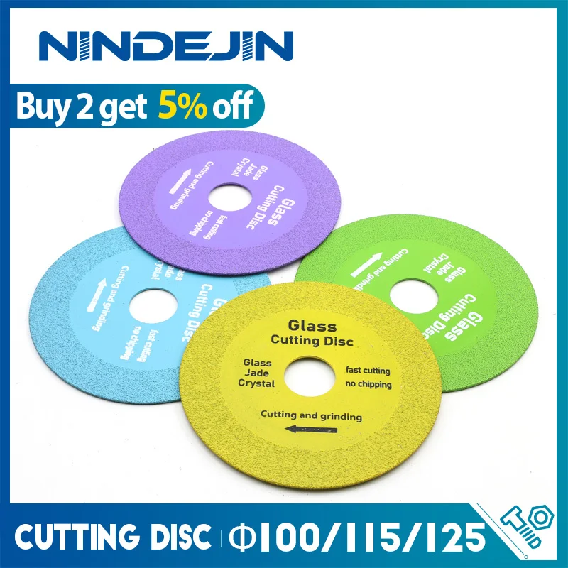 

NINDEJIN 1pc Glass Cutting Disc 100mm 115mm 125mm Diamond Glass Cutting Blade Ceramic Tile Marble Polishing Grinding Saw Blade