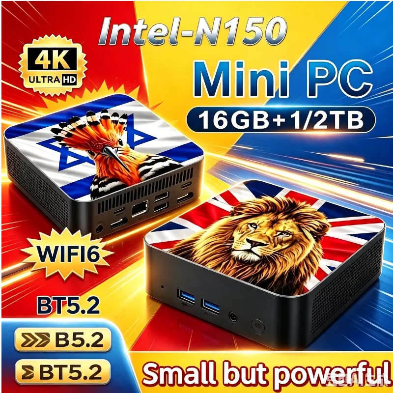 High‑Performance Intel Core N150 Mini PC 16GB RAM 1TB 2TB M.2 SSD WiFi 6 BT5.2 4K UHD Portable Gaming Desktop Mini Computer PC