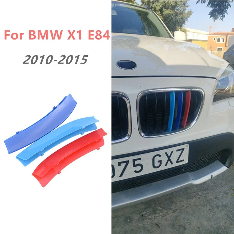 3D Car Front Grille Trim Strips Grill Cover for BMW X1 E84 2010 2011 2012 2013 2014 2015 Accessories