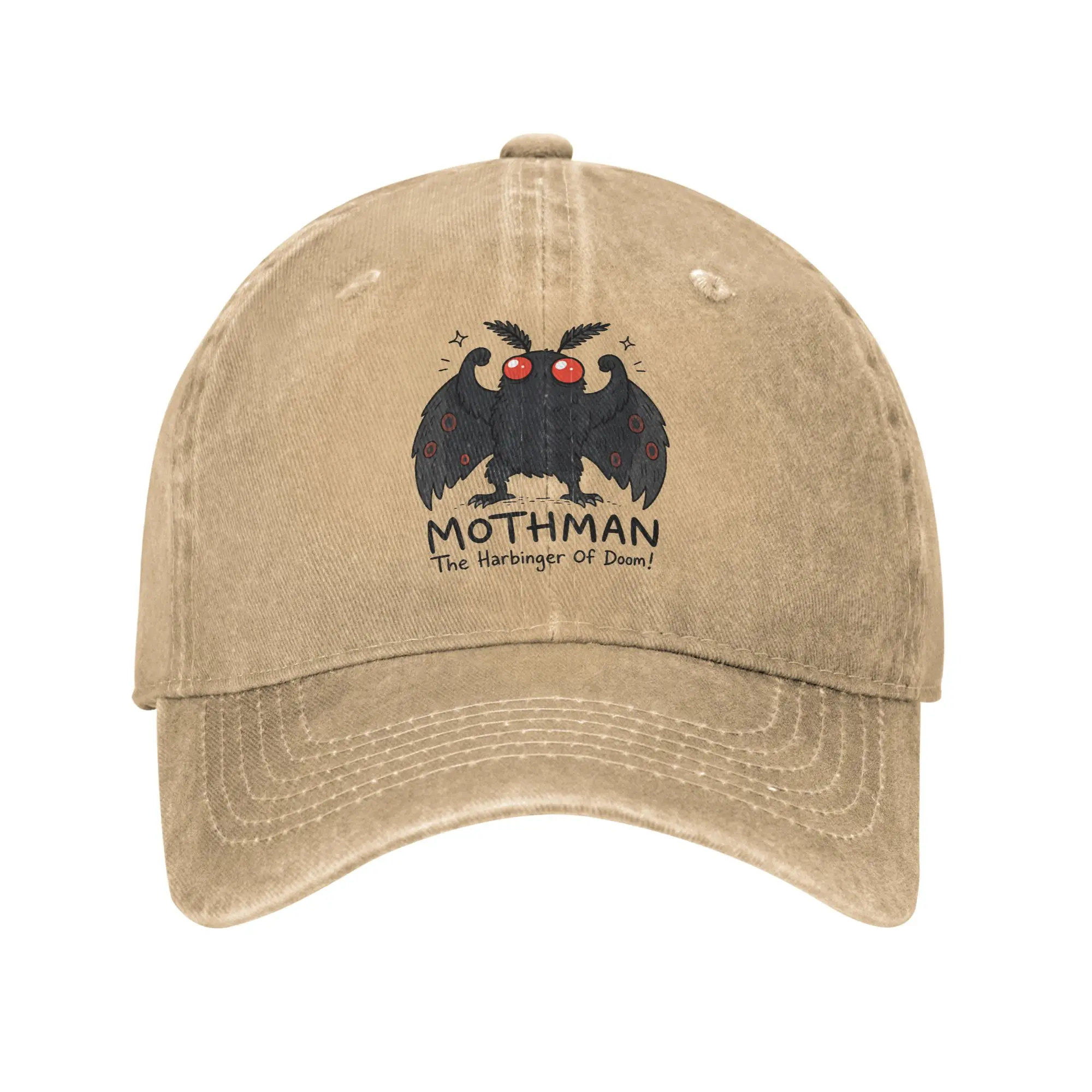 Mothman Harbinger of Doom Funny Cryptid Cartoon Unisex Style Baseball Cap  Distressed Washed Cap Summer Adjustable Fit Headwear