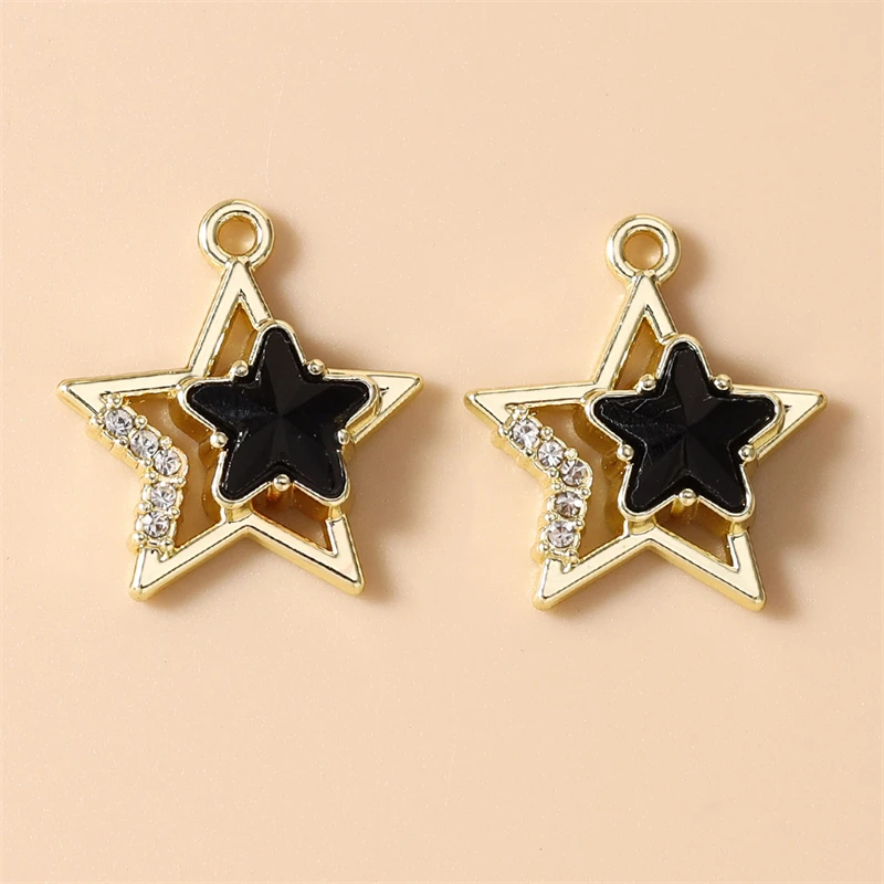 5 Stück, 17 x 19 mm, zarte, farbenfrohe Stern-Anhänger aus Kristall, zum Basteln von Halsketten, Ohrringen, Armbändern, für DIY-Bastelarbeiten und Schmuckherstellung. – Detail 7