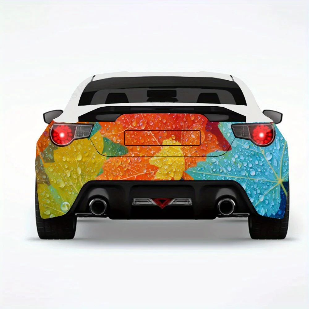 

Красочные кленовые листья с водой, виниловая наклейка на заднюю часть автомобиля, водонепроницаемые самоклеящиеся виниловые наклейки для хвоста автомобиля и бампера