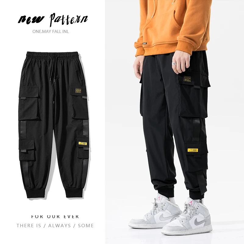 

Брюки свободного кроя до щиколотки на весну-лето, с множеством карманов, в стиле карго, сафари, корейские брюки, уличная одежда, мужские, больших размеров S-5XL