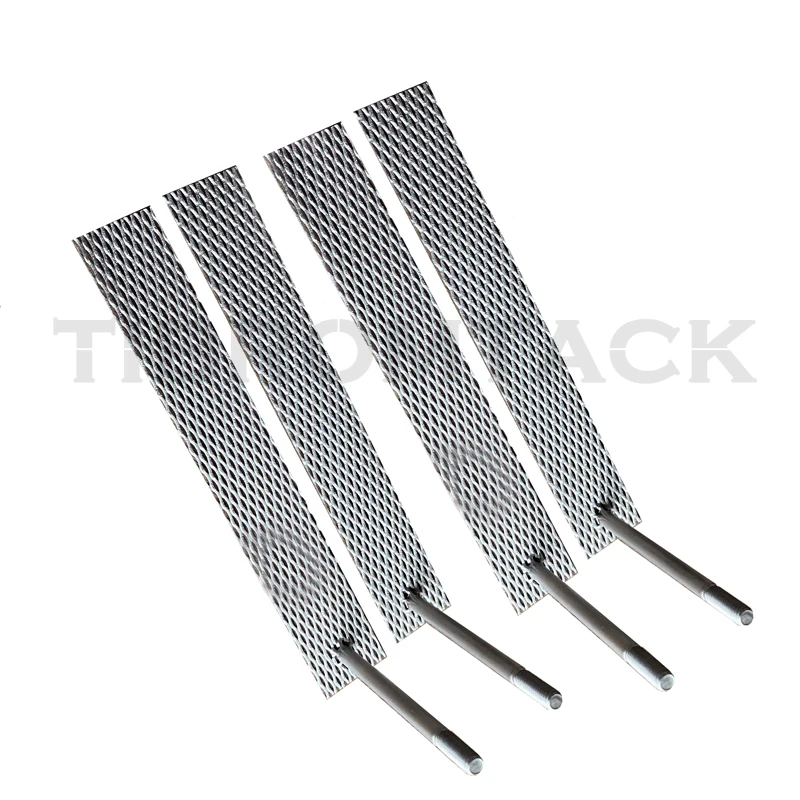 

Platinum Coated Titanium Anode for Hydrogen Electrolysis, 22*150*1mm with Terminal Block, 4 PCs