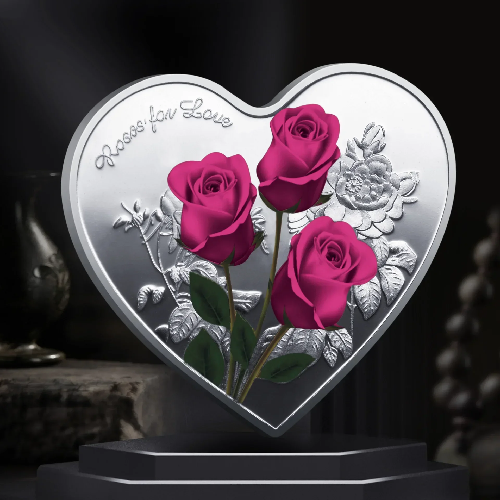 Heart-shaped Rose Valentine\'s Day Gift Confession Coin Souvenir