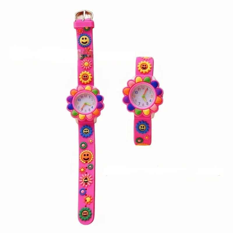 2024 New Smile Daisy Colourful Flowers Children's Gifts Watches Girls Kids Students Fashion Party Quartz Clock Wristwatches