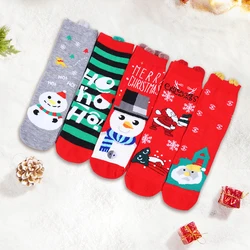 5 Pairs Christmas Socks Tree Snow Elk Cotton Peonfly Winter Happy Christmas Socks Gift Men New Year Santa Claus