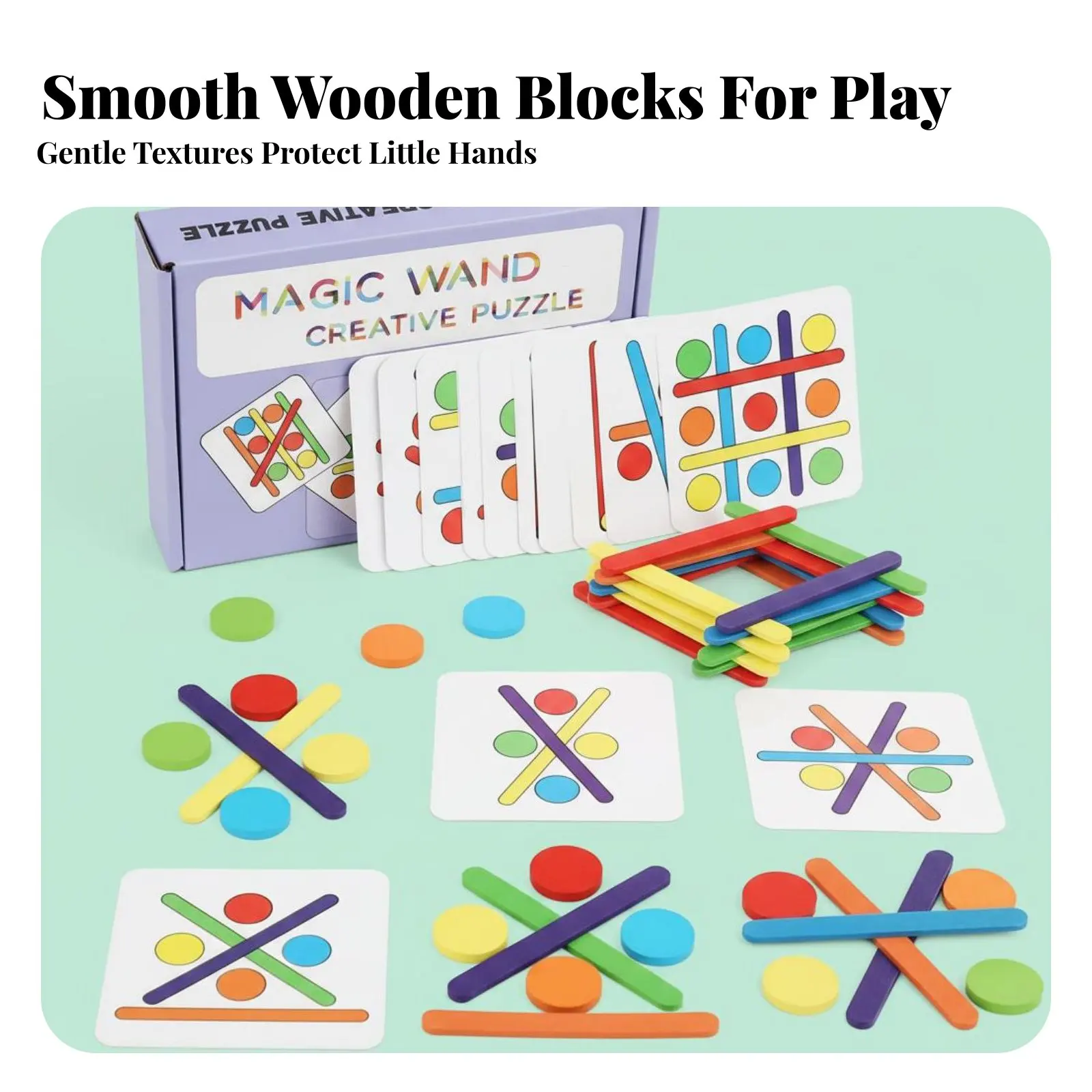 Creative Thinking Game Natural Wood Construction Wooden Color Matching Game Color Shape Matching Toy Hand-Visual Coordination