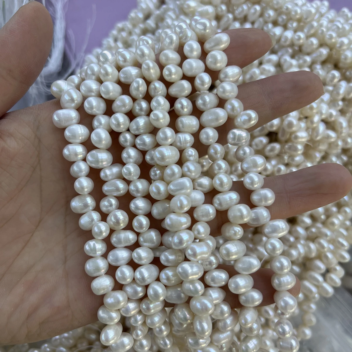 

5-6mm Wheat Shape Beads Natural Freshwater Pearls Loose Beads for Jewelry Making DIY Necklace Bracelet Accessories Wholesale
