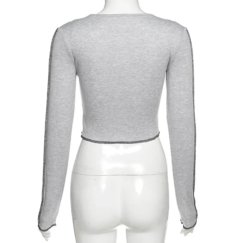 Harajuku Hollow Out Crop Tops Streetwear 2023 Vintage Punk Zebra Print Long Sleeve Tops Women Autumn Sexy Patchwork Basic Top