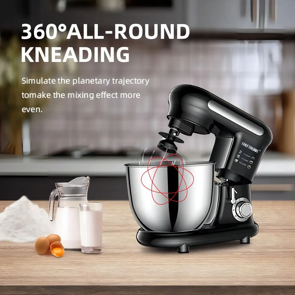 1pc Stand Mixer, Tilt-head Mixers, Kitchen Electric Dough Mixer, For Household Aids, 1000W 3.5L Stainless Steel Bowl (UK plug）