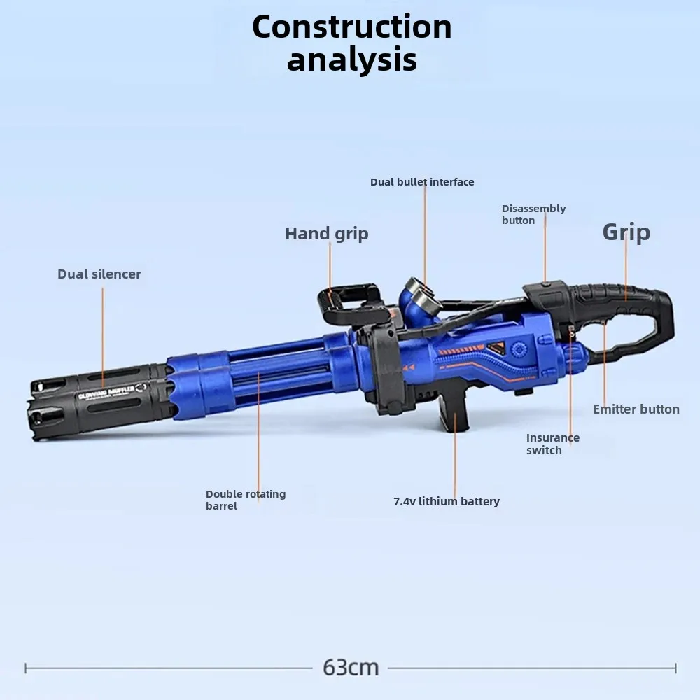 Wyrzutnia bomb wodnych Gatling Zabawka Elektryczny pistolet kulkowy do ciągłej transmisji Żelowa kulka Blaster Prezent noworoczny Prezent świąteczny