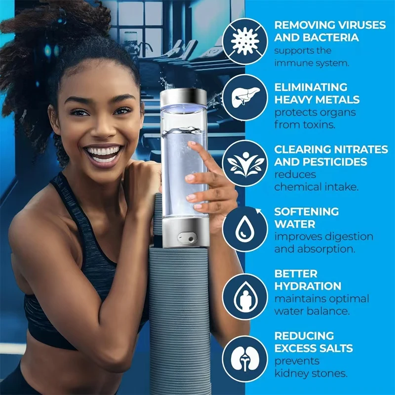 3/6 دقيقة الهيدروجين إنتاج زجاجة ماء المحمولة الهيدروجين زجاجة ماء مولد 2000ppb زجاجة ماء الهيدروجين مع الاستنشاق #2