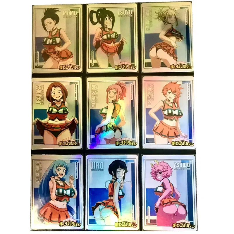 9Pcs/set Homemade Anime My Hero Academia Personnel Characters ACG Sexy Nude Cards Hobbies DIY Toys Games Gift Collection Cards