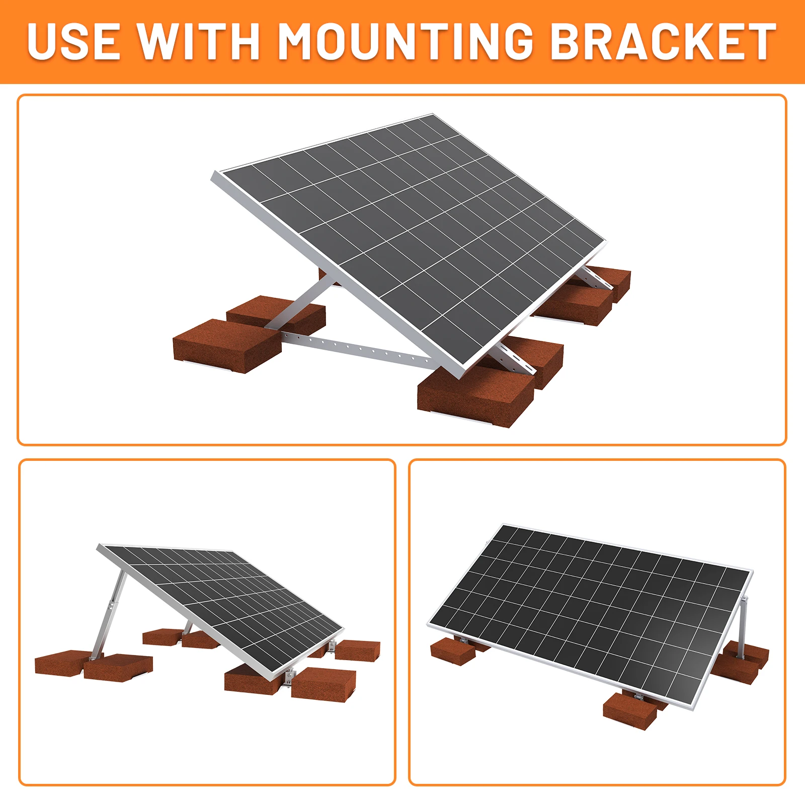 4 Pcs Aluminum Solar Panel Mounting Bracket Shim Block, Ballast Plate, Support for Adjustable Solar Panel Tilt Mount, Ideal for
