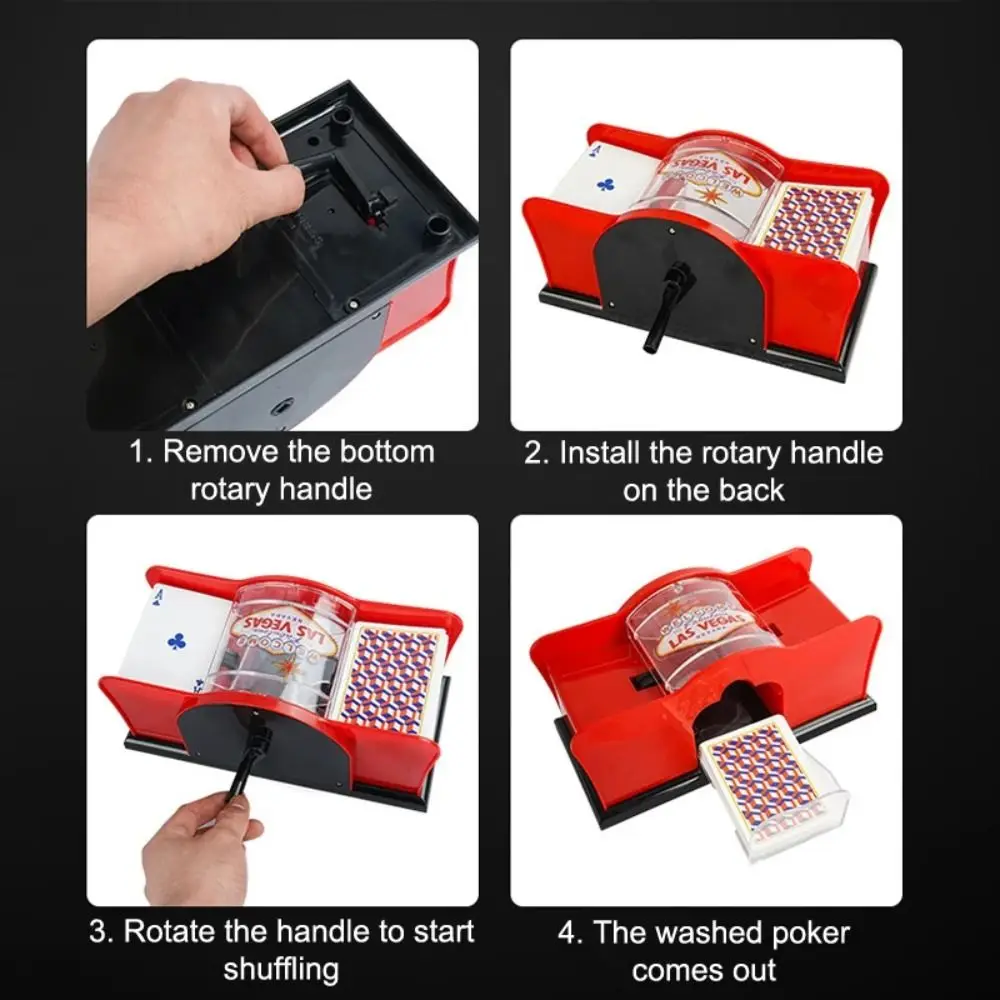 Misturador de Cartas Manual Fácil de Usar com Alça e Mecanismo Anti-Trapaça para Poker, Misturador de Cartas de Manivela para Jogo Justo
