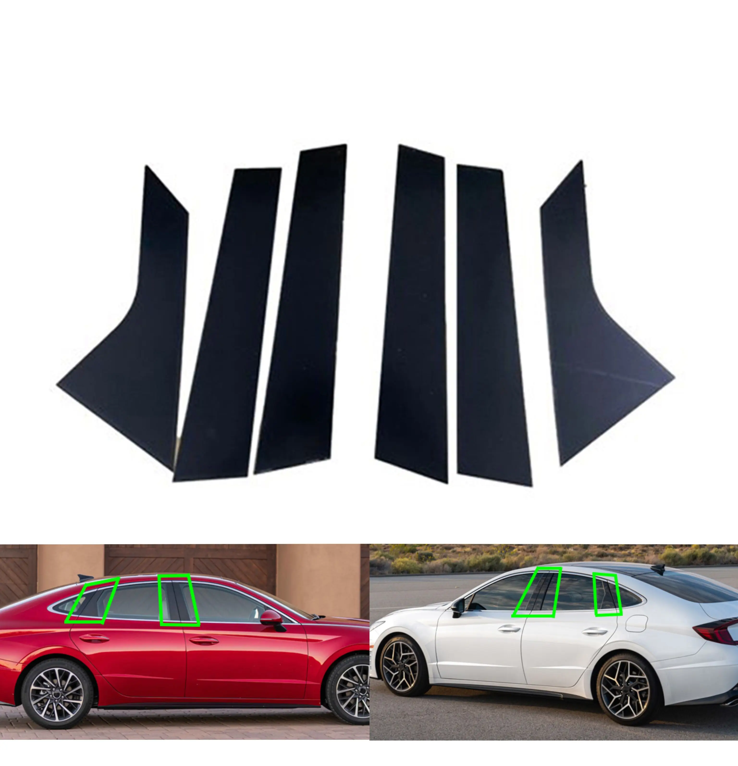 For Hyundai Sonata 2020 2021 2022 6Pcs Car Door Window Polished Pillar Posts Trim Covers  Exterior Accessories