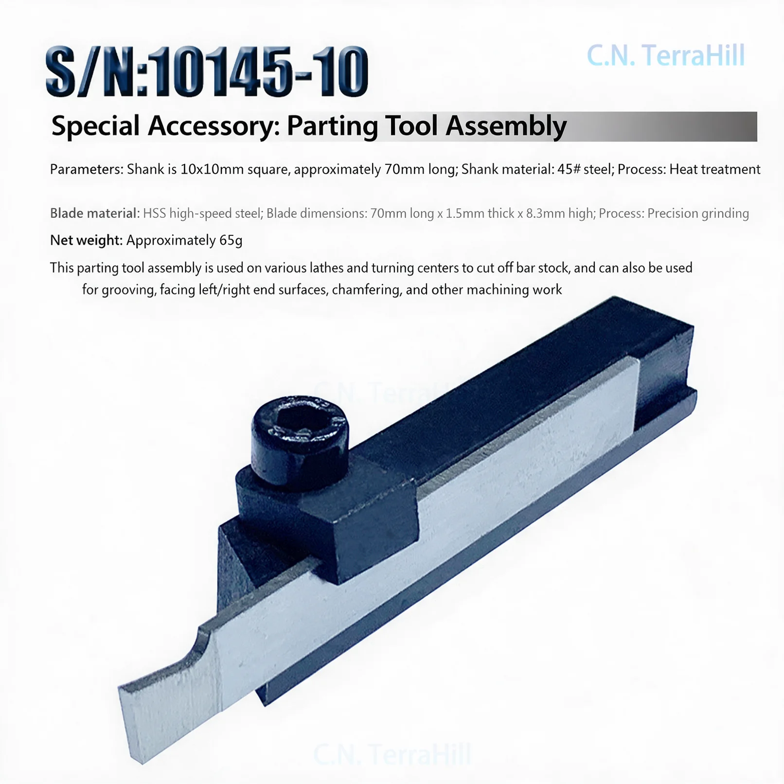 Miniature Machine Tool Cutting Blade Assembly Attachment S/N:10145-10 for Little Devil Lathe