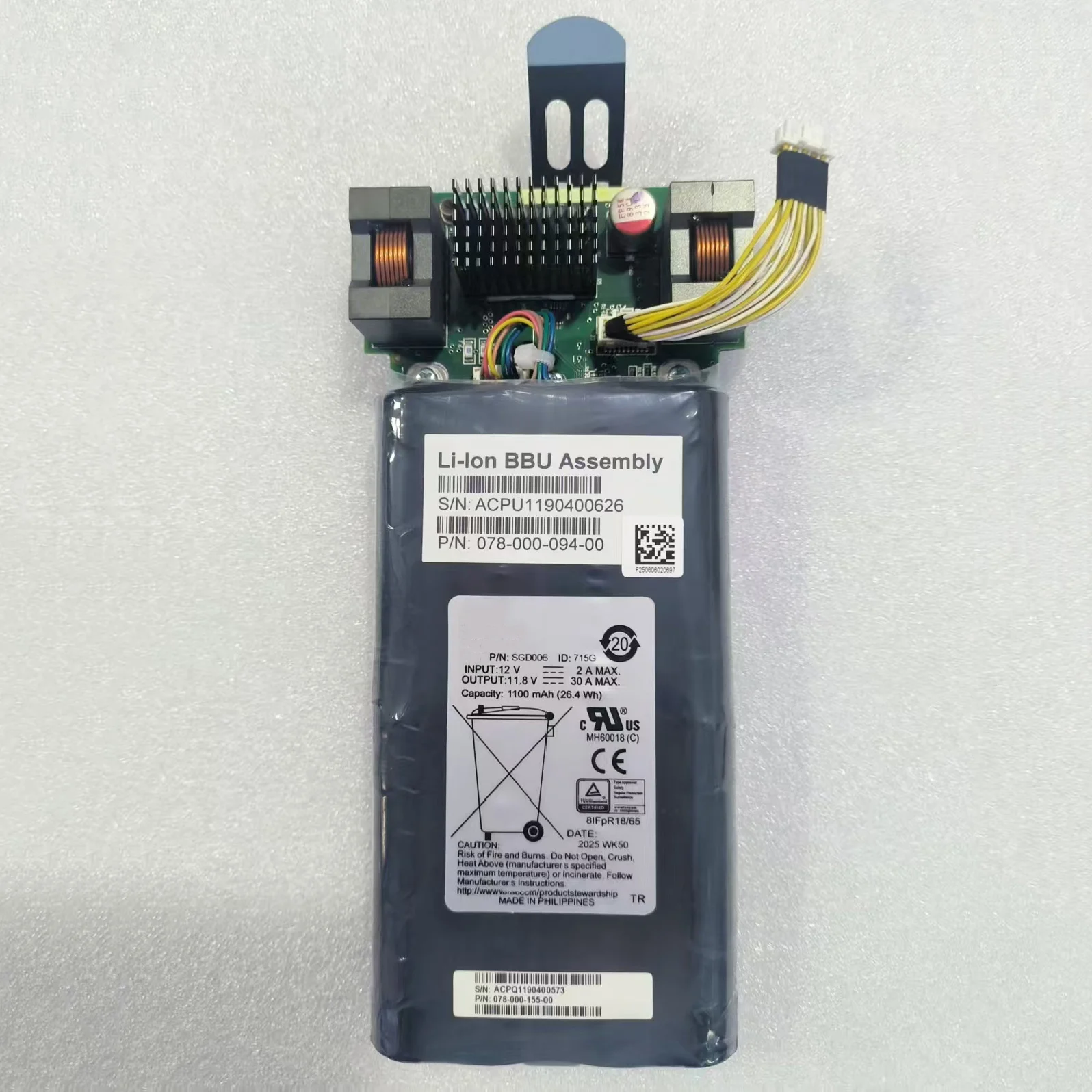 078-000-094-00 078-000-155-00 078-000-128-00 078-000-130-00 SGD006-715G 11.8V 1100mAh 26.4Wh Li-ion BBU Cache Backup Battery