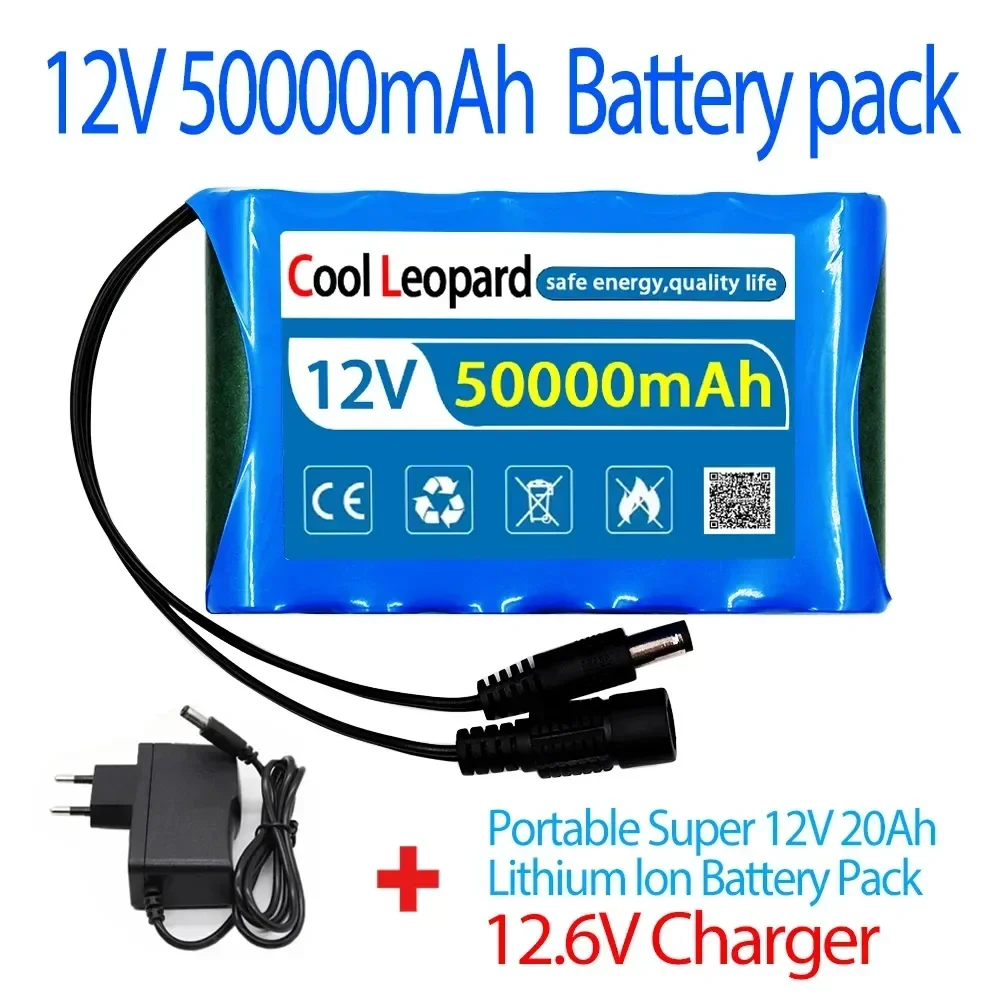 

Original New Portable 12V Battery,20000mAh 30000mAh 50000mAh Rechargeable Lithium-ion 18650 Battery Pack, DC 12.6V Charger