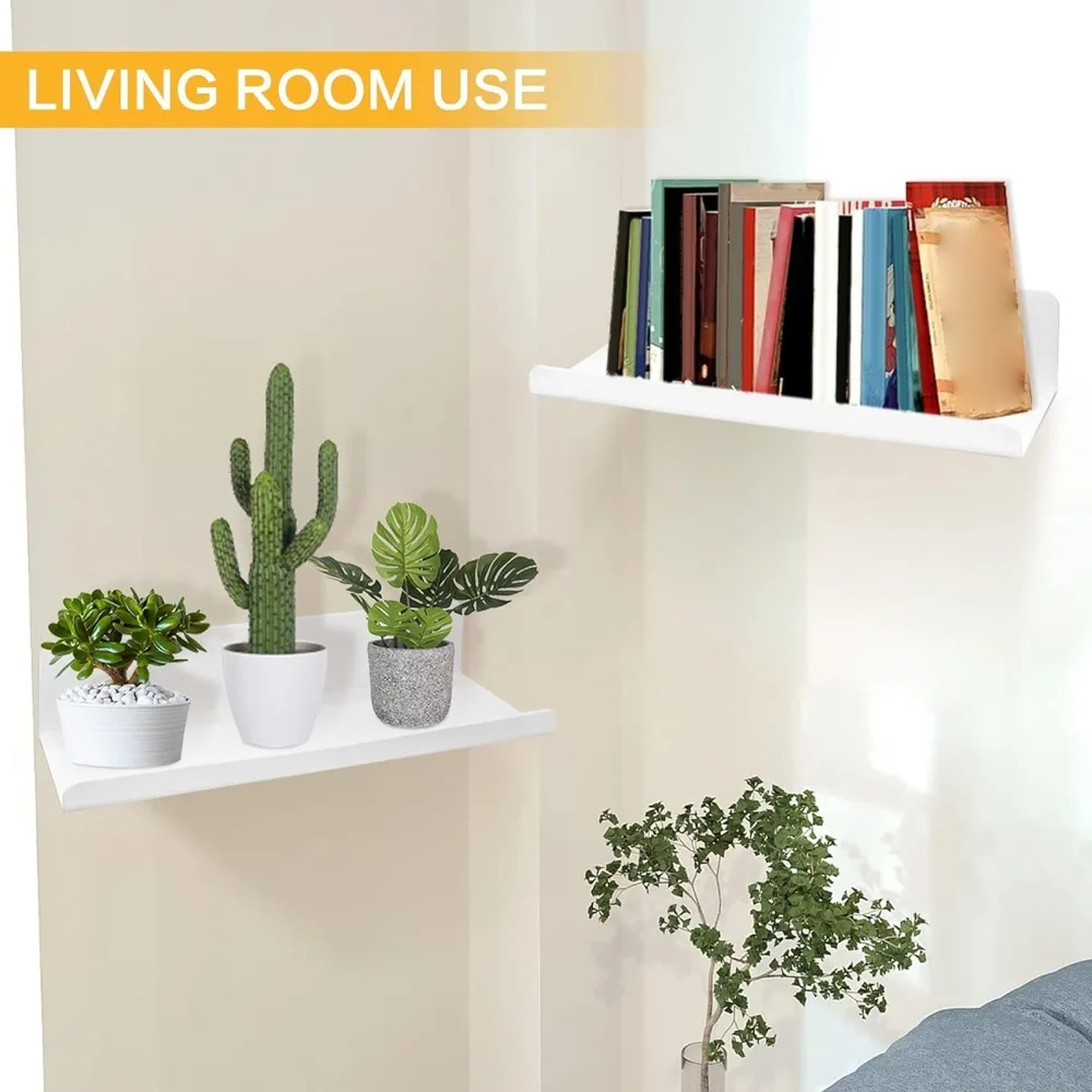 2pcs Practical 12 Inch Acrylic Display Shelf White Vertical Design Wall Mounted Plant Shelf Plant Display Rack Garden Window