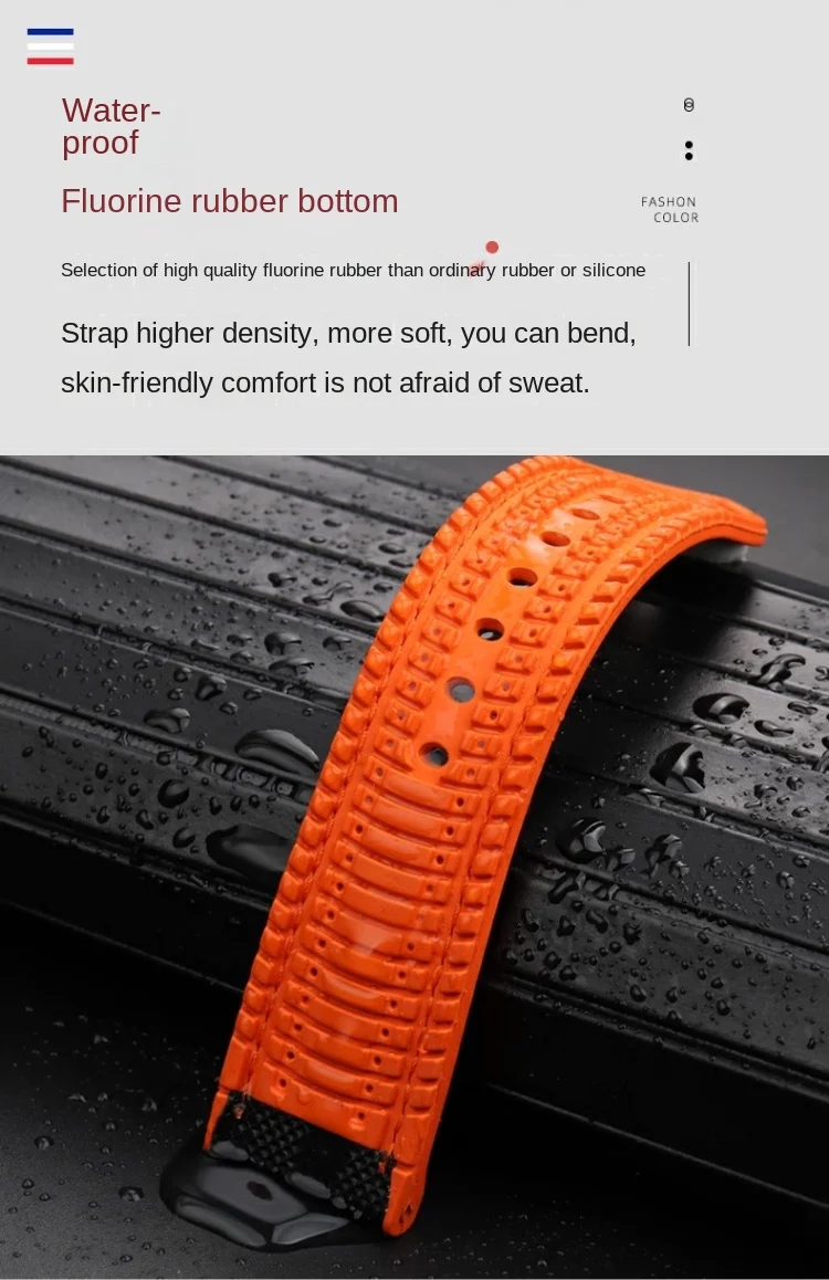 Hochwertiges Gummi-Uhrenarmband für TAG Heuer F1 Gulf Aquaracer Monaco Herren-wasserdichtes Armband blau orange 20 mm 21 mm 22 mm 24 mm – Detail 9