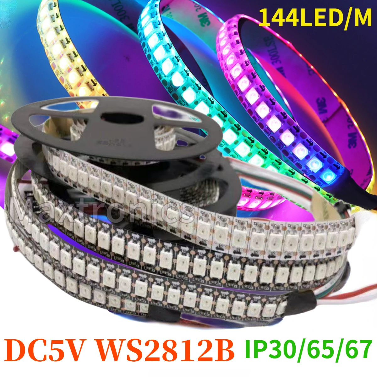 شريط إضاءة ليد لديكور الغرفة WS2812B ، RGB ذكي ، أسود ، أبيض ، PCB ، IP30 ، 65 ، 67 ، WS2812 ، IC ، LEDs ، DC5V ، 1-2m