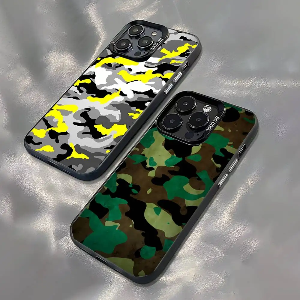 

Fashion Camouflage Black Matte Shockproof CoverPhone Case For iPhone 17,16,15,14,13,12,11,Pro,Max,Plus