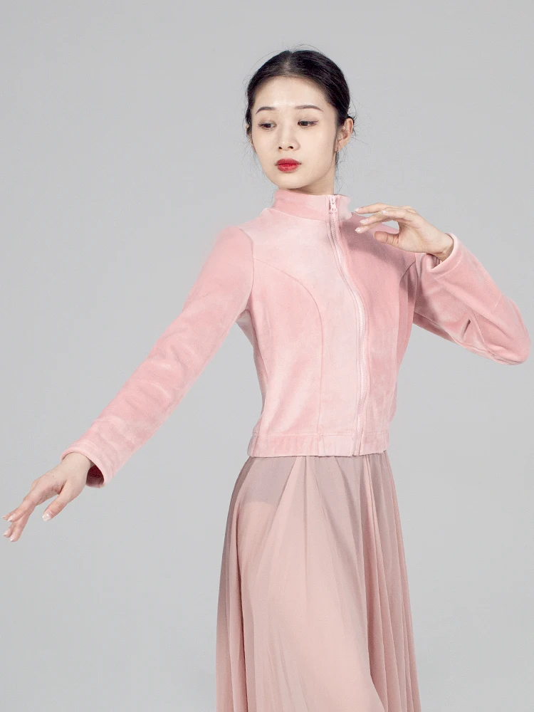 Nieuwe volwassen danspraktijkkleding lange mouwen top herfst en winter balletkleding opstaande kraag dansjas verdikt