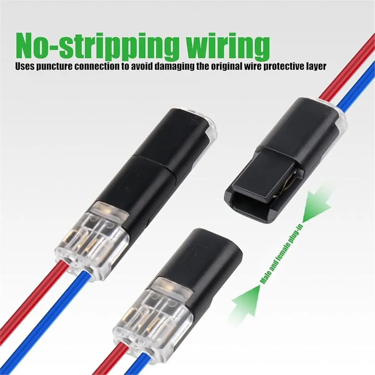 

ABPP 100 шт. Двухконтактные соединители для кабелей, коннекторы для светодиодных лент, 2-контактные беспаечные соединители для проводов с фиксирующей защелкой